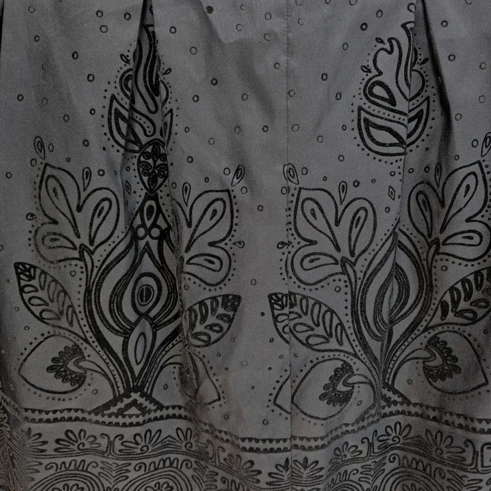 Y2K Floral Embroidered Skirt Black‎ Pleated Gypsy Fairy Wimsigoth Witchy Sz 12